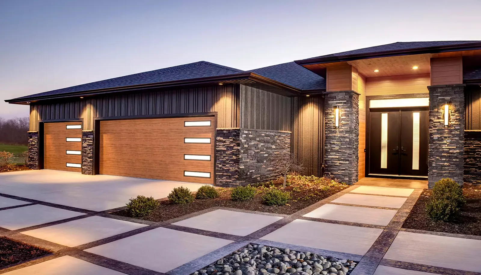 Modern Steel™ — Modern Steel Flush Slim Window Medium Garage Door 822
